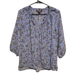Chic Blue Floral Women's Blouse
